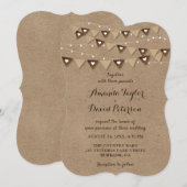 Kraft Paper Burlap Bunting String Lights Wedding Kaart (Voorkant / Achterkant)
