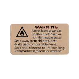 Kraft Paper Candle Warning Label