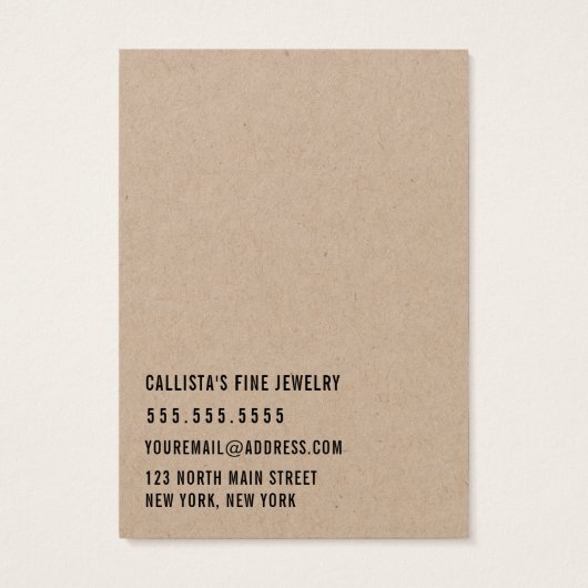 Kraft Paper Cursive Multiple Earring Display Kaart (Achterkant)