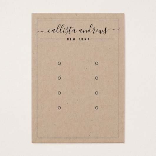 Kraft Paper Cursive Multiple Earring Display Kaart (Voorkant)