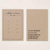 Kraft Paper Cursive Multiple Earring Display Kaart (Voorkant /achterkant)