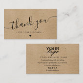 Kraft paper custom logo, bedankt visitekaartje (Voorkant / Achterkant)
