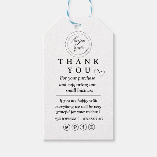 Kraft paper custom logo bedankt voor Gift Label Cadeaulabel (Voorkant)