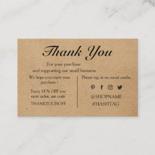 Kraft paper Custom logo Bedankt voor gouden sterre Visitekaartje