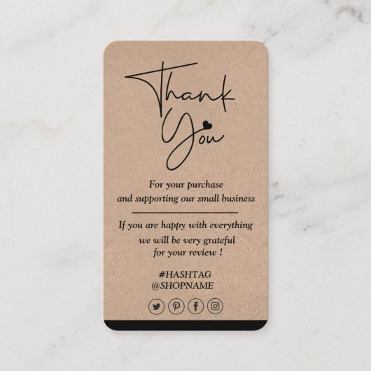 Kraft paper custom logo dank u visitekaartje (Voorkant)