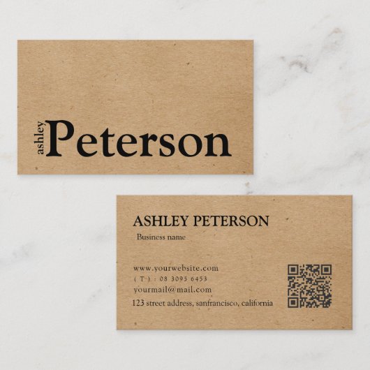 Kraft paper custom logo dank u visitekaartje (Voorkant / Achterkant)