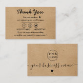Kraft paper custom logo dank u visitekaartje (Voorkant / Achterkant)