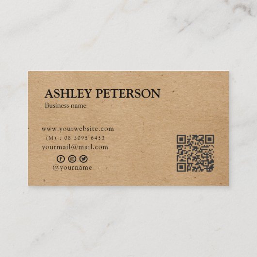 Kraft paper custom logo dank u visitekaartje (Achterkant)