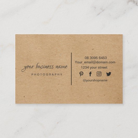 Kraft Paper Custom Logo Dank u Visitekaartje. Visitekaartje (Achterkant)