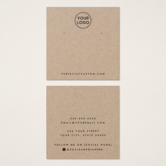 Kraft paper Custom logo earing display card Vierkante Visitekaartjes (Voorkant /achterkant)