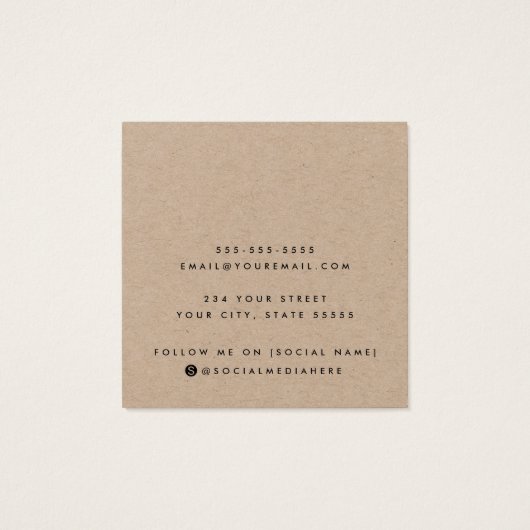 Kraft paper Custom logo earing display card Vierkante Visitekaartjes (Achterkant)