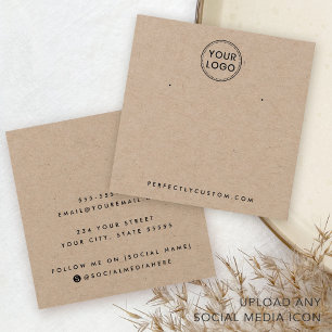 Kraft paper Custom logo earing display card Vierkante Visitekaartjes