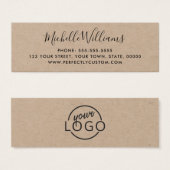 Kraft paper custom logo elegant script mini visitekaartjes (Voorkant /achterkant)