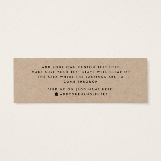Kraft paper Custom logo stud earing display card Mini Visitekaartjes (Achterkant)