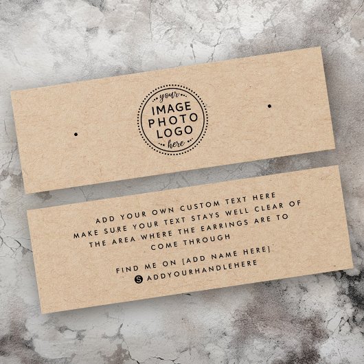 Kraft paper Custom logo stud earing display card Mini Visitekaartjes
