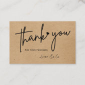 Kraft paper custom logo thank you heart visitekaartje (Voorkant)