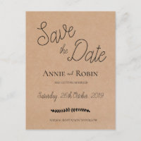 Kraft Paper Custom Script Weddenschap Save the Dat