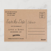 Kraft Paper Custom Script Weddenschap Save the Dat Briefkaart (Achterkant)
