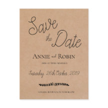 Kraft Paper Custom Script Weddenschap Save the Dat