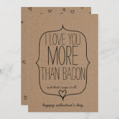 Kraft Paper Cute Heart Funny Bacon Valentijnsdag Feestdagenkaart (Voorkant / Achterkant)