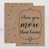Kraft Paper Cute Heart Funny Bacon Valentijnsdag Feestdagenkaart (Voorkant / Achterkant)