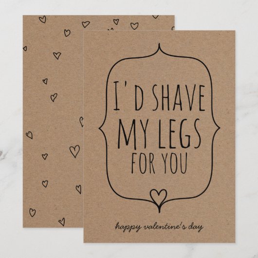 Kraft Paper Cute Heart Funny Valentijnsdag Feestdagenkaart (Voorkant / Achterkant)