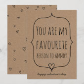 Kraft Paper Cute Heart Funny Valentijnsdag Feestdagenkaart (Voorkant / Achterkant)