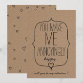 Kraft Paper Cute Heart Funny Valentijnsdag Feestdagenkaart (Voorkant / Achterkant)