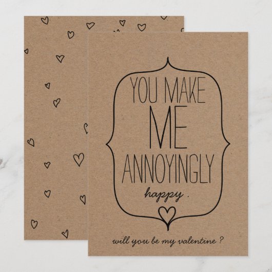 Kraft Paper Cute Heart Funny Valentijnsdag Feestdagenkaart (Voorkant / Achterkant)