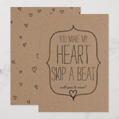 Kraft Paper Cute Heart Romantic Valentijnsdag Feestdagenkaart (Voorkant / Achterkant)