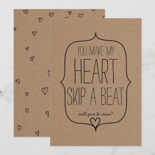 Kraft Paper Cute Heart Romantic Valentijnsdag Feestdagenkaart (Voorkant / Achterkant)