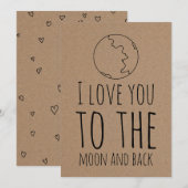 Kraft Paper Cute Moon Funny Valentijnsdag Feestdagenkaart (Voorkant / Achterkant)