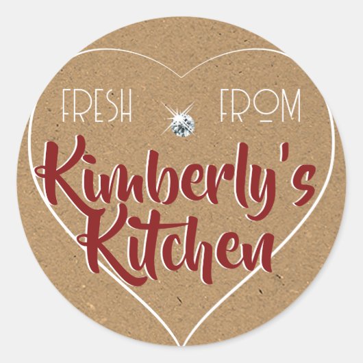 Kraft Paper Dark Red Rhinestone Cupcake Label (Voorkant)