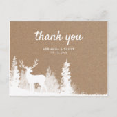 Kraft Paper Deer Kerstbruiloft Dank u Briefkaart (Voorkant)