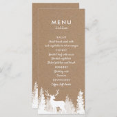 Kraft Paper Deer Kerstbruiloft Menu (Voorkant / Achterkant)