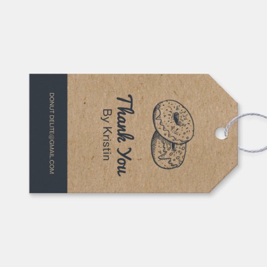 Kraft Paper Donut Gift Labels Cadeaulabel (Voorkant (Horizontaal))