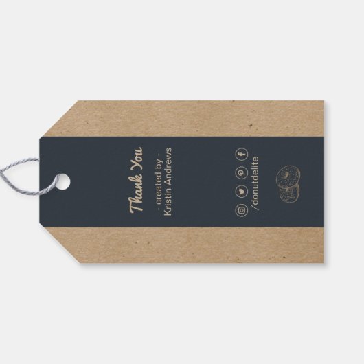 Kraft Paper Donut Gift Labels Cadeaulabel (Achterkant Horizontaal)