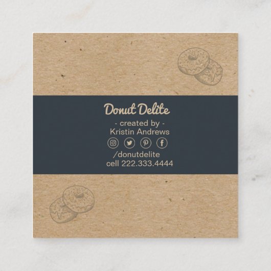 kraft Paper Donut Square Visitekaartje (Achterkant)