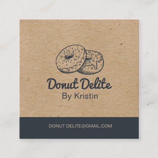 kraft Paper Donut Square Visitekaartje (Voorkant)