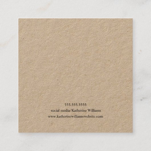 Kraft Paper Earning Display | Zonnebloemen Vierkante Visitekaartje (Achterkant)