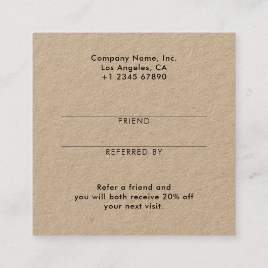 Kraft Paper Eenvoudig Modern Minimal Business Aanbevelingskaartje (Achterkant)