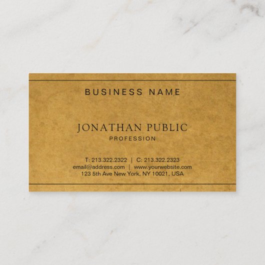 Kraft Paper Effect Creative Modern Company Plain Visitekaartje (Achterkant)