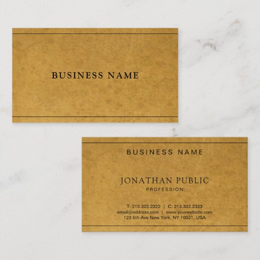 Kraft Paper Effect Creative Modern Company Plain Visitekaartje (Voorkant / Achterkant)