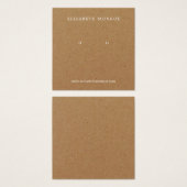 Kraft Paper Effect Earring Holder, Jewelry Display Vierkante Visitekaartjes (Voorkant /achterkant)