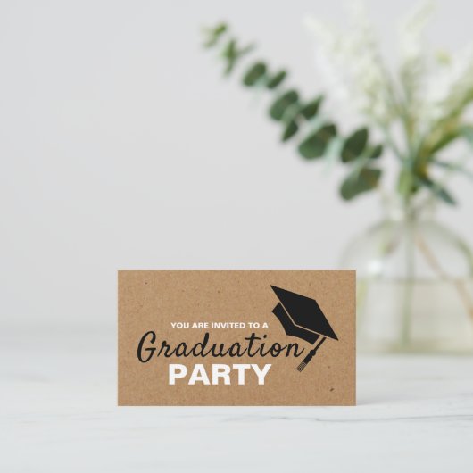 Kraft Paper Effect, Graduation Party Ticket Invite Informatiekaartje (Staand voorkant)