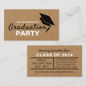 Kraft Paper Effect, Graduation Party Ticket Invite Informatiekaartje (Voorkant / Achterkant)