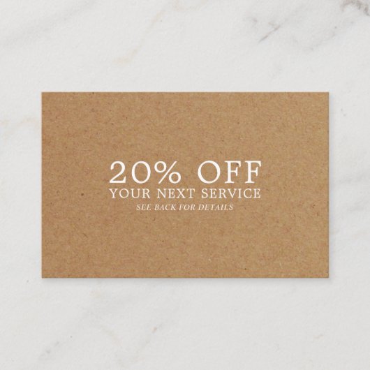 Kraft Paper Effect - Kortingsbon Kortingskaartje (Voorkant)