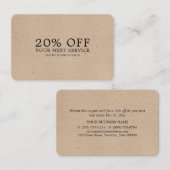 Kraft Paper Effect - Kortingsbon Kortingskaartje (Voorkant / Achterkant)