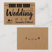 Kraft Paper-effect, sparen de datum Informatiekaartje (Voorkant / Achterkant)