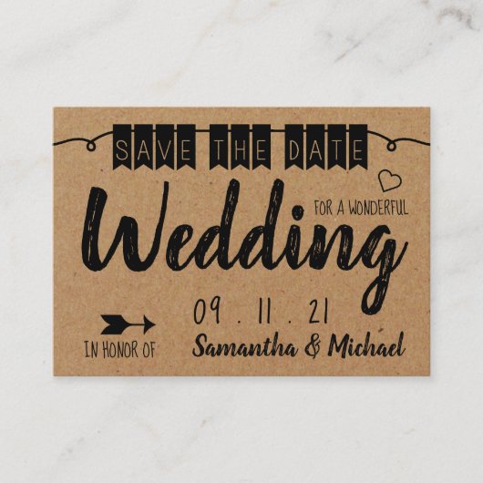 Kraft Paper-effect, sparen de datum Informatiekaartje (Voorkant)